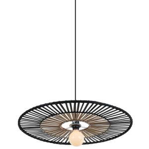LAMPA WISZĄCA CZARNA 1xE27 BAMBUSOWA /  19104