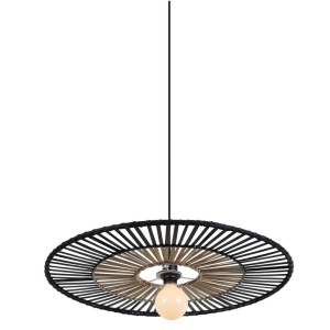 LAMPA WISZĄCA CZARNA 1XE27 BAMBUSOWA /  19105