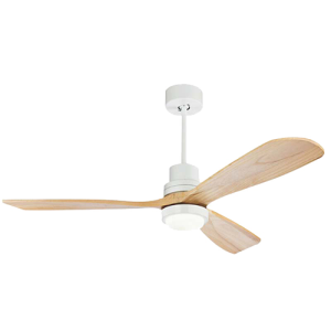 WENTYLATOR SUFITOWY LED 15W BIAŁY Z ŁOPATKAMI W KOLORZE NATURALNEGO DREWNA /  19140