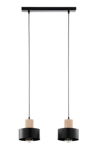 Lampa wisząca RIF wood 2 czarny/drewno naturalne / 41866