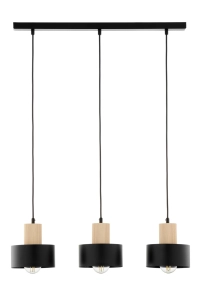 Lampa wisząca RIF wood 3 czarny/drewno naturalne / 41867