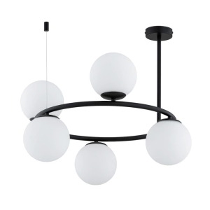 LAMPA SUFITOWA ALFA RINGO A-5 CZARNA & BIAŁA 5xE14 / 63257.40