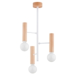 LAMPA SUFITOWA ALFA FLARA DREWNIANA & BIAŁA 3xE27 / 62459