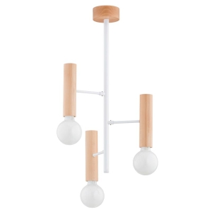 LAMPA SUFITOWA ALFA FLARA DREWNIANA & BIAŁA 3xE27 / 62459