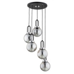 LAMPA WISZĄCA ALFA ATORI CZARNA & CHROM 5xE14 /  63247