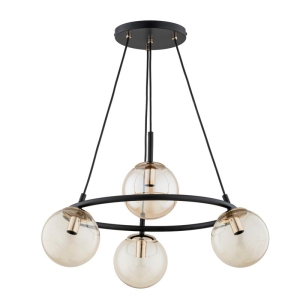 LAMPA WISZĄCA ALFA RINGO T4 CZARNA & ZŁOTA 4xE14  / 63245