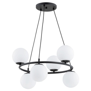 LAMPA WISZĄCA ALFA RINGO R6 CZARNA & BIAŁA 6xE14 / 63246