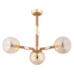 LAMPA SUFITOWA ALFA GELIA ZŁOTA & DREWNIANA 3xE14  / 62425