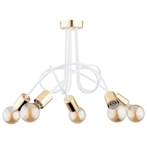 LAMPA SUFITOWA ALFA TANGO BIAŁO-ZŁOTA 5xE27 /  63211