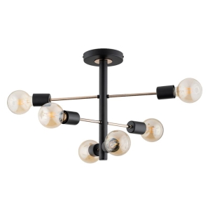 LAMPA SUFITOWA ALFA BRISK PRO CZARNO-ZŁOTA 6xE27 / 63184