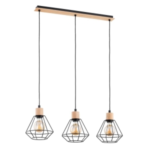 LAMPA WISZĄCA ALFA KASTEL BASKET DREWNIANA 3xE27 / 62326