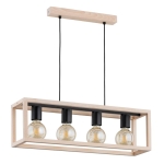 LAMPA WISZĄCA ALFA PAKO DREWNIANA 4xE27  / 63143