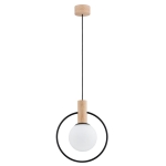 LAMPA WISZĄCA ALFA LABO GLASS DREWNIANA 1xE14  / 61137