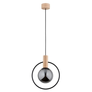 LAMPA WISZĄCA ALFA LABO GLASS DREWNIANA 1xE14  / 61136