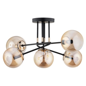 LAMPA SUFITOWA ALFA ESTER CZARNO-ZŁOTA 5xE14 /  63131