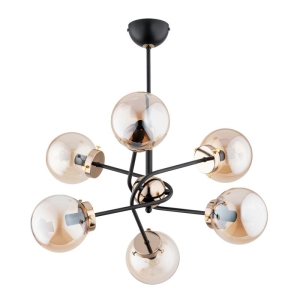 LAMPA SUFITOWA ALFA KOLAŻ CZARNO-ZŁOTA 6xE14 /  63126