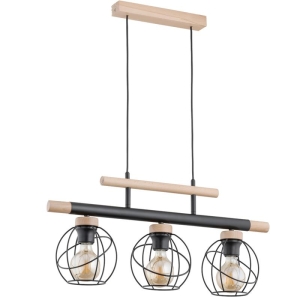 LAMPA WISZĄCA ALFA TRENDY BASKET DREWNIANA 3xE27 / 62234