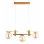 LAMPA WISZĄCA ALFA AKSAN DREWNIANA & ZŁOTA 3xE14 / 62668