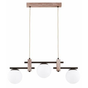 LAMPA WISZĄCA ALFA AKSAN FOSFORUS DREWNIANA & BIAŁA 3xE14 / 62669
