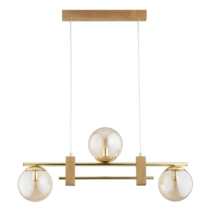 LAMPA WISZĄCA ALFA ARIVA DREWNIANA & ZŁOTA 3xE14 / 62670