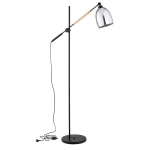 LAMPA STOJĄCA ALFA INDRA MIX CZARNA & DREWNIANA 1xE27  / 9298