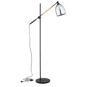 LAMPA STOJĄCA ALFA INDRA MIX CZARNA & DREWNIANA 1xE27  / 9298