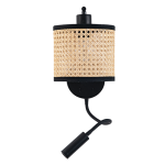 20355 LAMPA KINKIET DO SYPIALNI Z GNIAZDEM NA LAMPĘ 1XE27 MAX 40W KAI LED UCHWYT 3W 3000K BLACK METAL - SŁOMKA