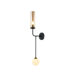 LAMPA ŚCIENNA 22054 – G9 + E27, OPALOWE SZKŁO, CZARNY I ANTYCZNY MOSIĄDZ