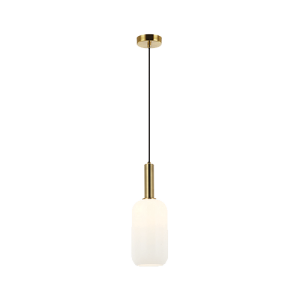 LAMPA WISZĄCA 22070 – E27 40W, MATOWE ZŁOTO I OPALOWE SZKŁO