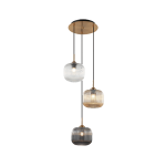 LAMPA WISZĄCA 22073 – 3xE27 40W, ANTYCZNY MOSIĄDZ I DEKORACYJNE SZKŁO