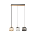 LAMPA WISZĄCA 22074 – 3xE27 40W, POSTARZANY MOSIĄDZ I DEKORACYJNE SZKŁO
