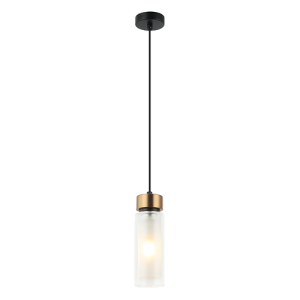 LAMPA WISZĄCA 22137 SAGRE – E14, 8W MAX, CZARNA / ANTYCZNY MOSIĄDZ / MATOWE SZKŁO