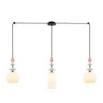 LAMPA WISZĄCA 22153 – 3xE27, CZARNY METAL, CERAMIKA I OPALOWE SZKŁO