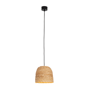 LAMPA WISZĄCA 22166 – 1xE27, CZARNY METAL, NATURALNA PLECIONKA