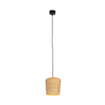 LAMPA WISZĄCA 22167 – 1xE27, CZARNY METAL, NATURALNA PLECIONKA