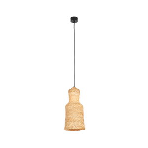 LAMPA WISZĄCA 22168 – 1xE27, CZARNY METAL, NATURALNA PLECIONKA