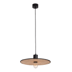 LAMPA WISZĄCA 22173 – 1xE27, 20W MAX, CZARNY METAL / NATURALNA PLECIONKA