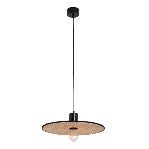 LAMPA WISZĄCA 22173 – 1xE27, 20W MAX, CZARNY METAL / NATURALNA PLECIONKA