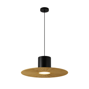 Lampa wisząca 23070 E27 11W – czarny metal i naturalny papier Ø60 cm