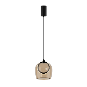 Lampa wisząca LED 23079 6W 3000K – czarny metal i szkło szampańskie