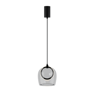 Lampa wisząca LED 23080 6W 3000K – czarny metal i transparentne szkło