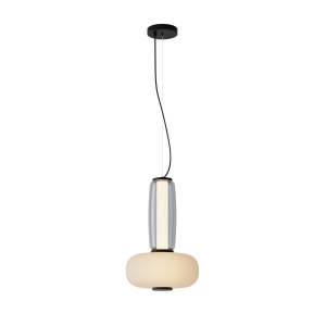 Lampa wisząca LED 23084 23W 3000K – czarny metal, szkło szare i opalowe