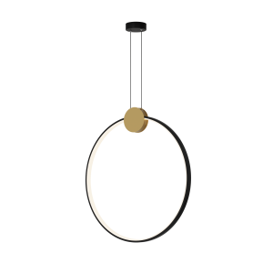 Lampa wisząca LED 23095 24W 3000K – złote aluminium, silikon i czarny pierścień, ściemnialna Triac