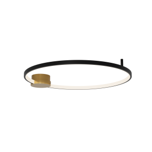 Lampa sufitowa LED 23098 24W 3000K – złote aluminium, czarny pierścień i silikon, ściemnialna Triac