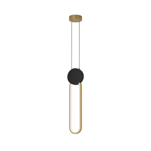 Lampa wisząca LED 23100 13W 3000K – czarne aluminium, złota podstawa i silikon, ściemnialna Triac