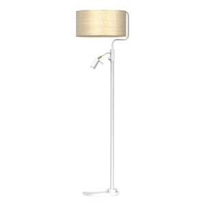Lampa podłogowa Marshall 1xE27 + 1x mini GU10 Biały / Rattan I MLP7492