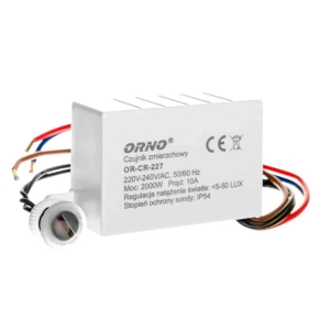 ORNO Czujnik zmierzchu z sondą zewn. 230V; 2000W; 5-50 lux; IP54 I  PS-OR-CR-227