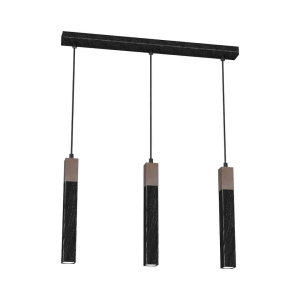 Lampa wisząca SOLO SAWN BLACK / PATINATED WOOD 3x mini GU10 I  MLP7470