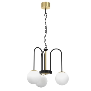 Lampa żyrandol Cambridge czarny, mosiądz szczotkowany / 3199