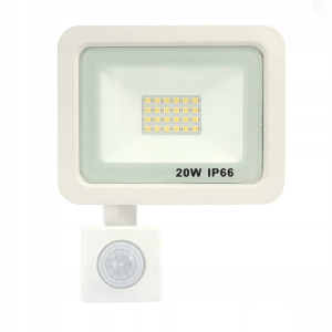 NAŚWIETLACZ Z CZUJNIKIEM RUCHU BIAŁY 20W B.NEUTRALNA 4000K